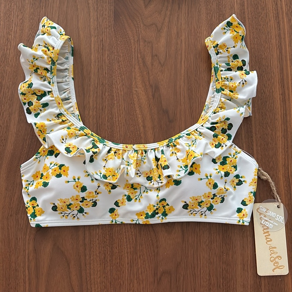 CABANA DEL SOL FLORAL RUFFLE BIKINI TOP - Picture 1 of 6